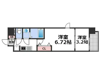 AELL OSAKA イースト(2K/15階)の間取り写真