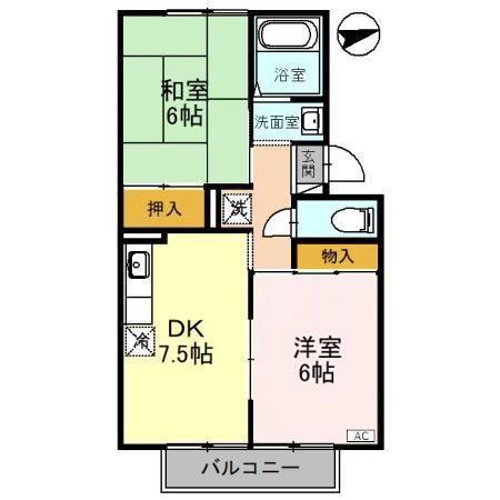 コート・ファミール(2DK/2階)の間取り写真