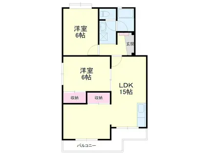 レスポワール曳馬(2LDK/3階)の間取り写真