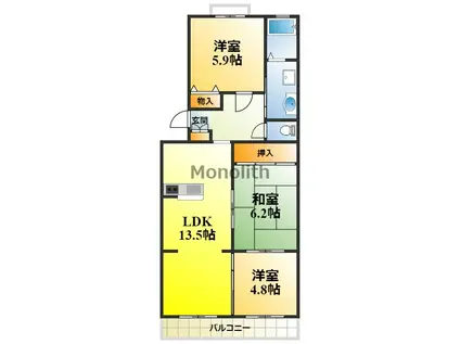 サンモール中井(3LDK/3階)の間取り写真