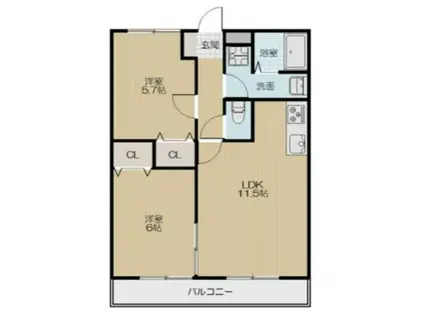 武市ハイツ(2LDK/1階)の間取り写真