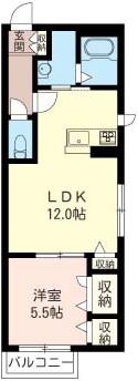 クラヴィエ県立大学(1LDK/2階)の間取り写真