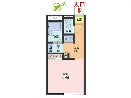 パレス・イズミ(1DK/2階)の間取り写真