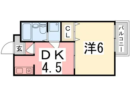 サングレース東今宿(1DK/4階)の間取り写真