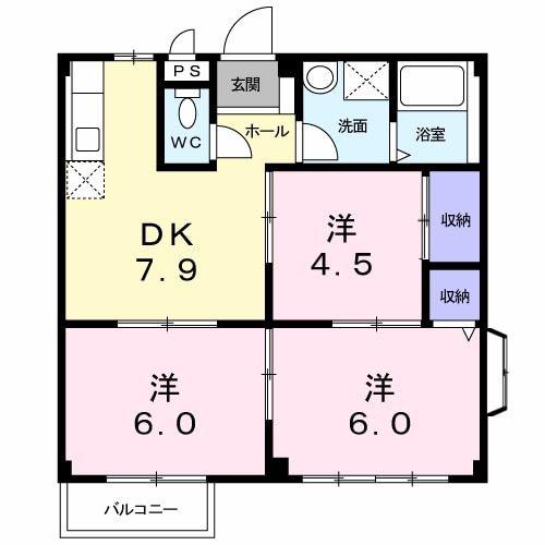 エルディム桜本B(3DK/1階)の間取り写真
