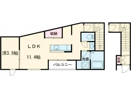 PREZIA福田(1LDK/2階)の間取り写真