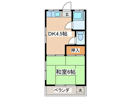 いづみ荘(1DK/2階)の間取り写真
