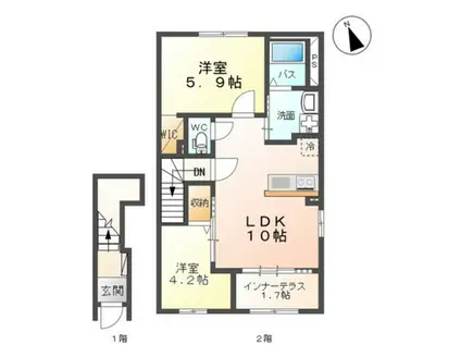 マロニエ・コートB(2LDK/2階)の間取り写真