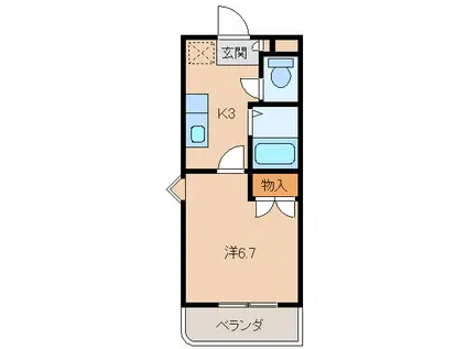 カサミア八幡(1K/1階)の間取り写真