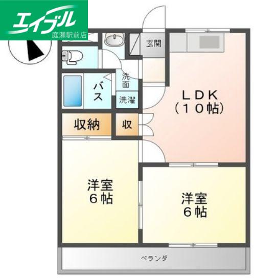 シャルマンハウス(2LDK/2階)の間取り写真