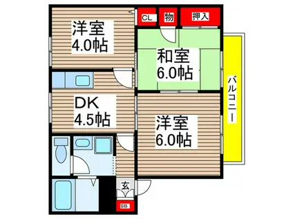 サニーコートC(3DK/2階)の間取り写真