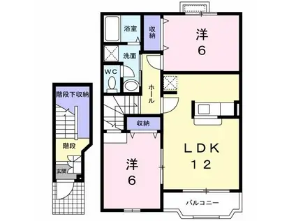 アンソレイユA(2LDK/2階)の間取り写真