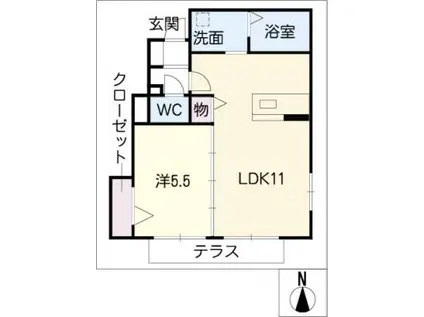 プリムローズ(1LDK/1階)の間取り写真