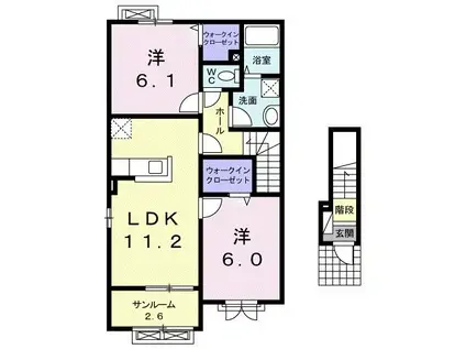 メゾン・アイリス(2LDK/2階)の間取り写真