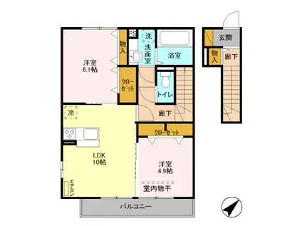 ERBENHEIMIV(2LDK/2階)の間取り写真