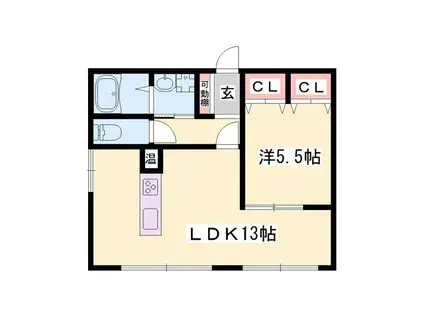 エイトビル福崎(1LDK/3階)の間取り写真