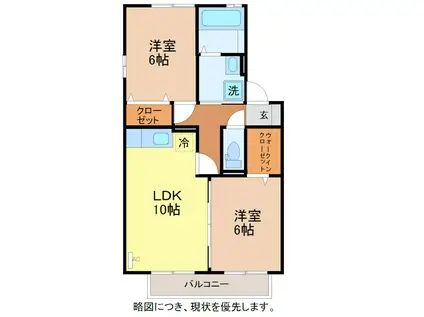 リビングタウン渕B(2LDK/2階)の間取り写真