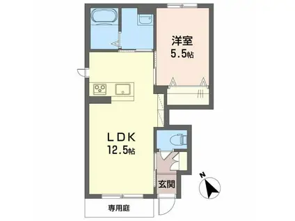 ＪＲ加古川線 滝駅(兵庫) 徒歩148分 2階建 築1年(1LDK/1階)の間取り写真