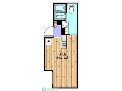 FLAT K KASUYA(ワンルーム/1階)の間取り写真