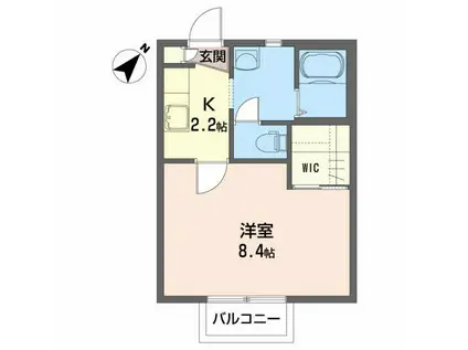 イースト・I(1K/2階)の間取り写真