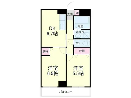 ティアラ植松(2DK/2階)の間取り写真