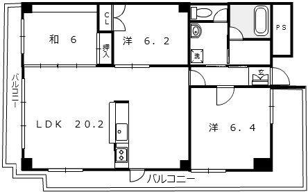 KSフラット(3LDK/5階)の間取り写真