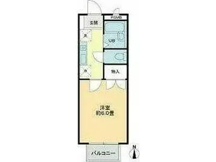 櫻ハウス大八木(1K/1階)の間取り写真