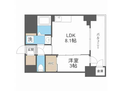 セレニテフラン難波(1LDK/11階)の間取り写真