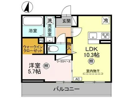 アザレア A(1LDK/3階)の間取り写真