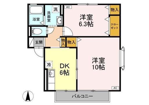 ヴィラ・隆光(2DK/2階)の間取り写真
