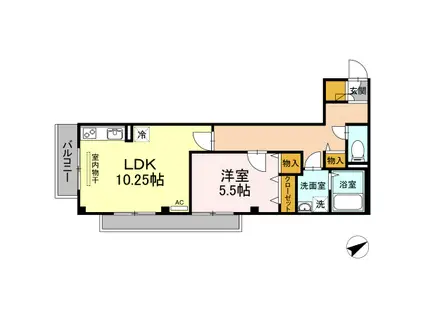 メゾン ド グランメール(1LDK/2階)の間取り写真