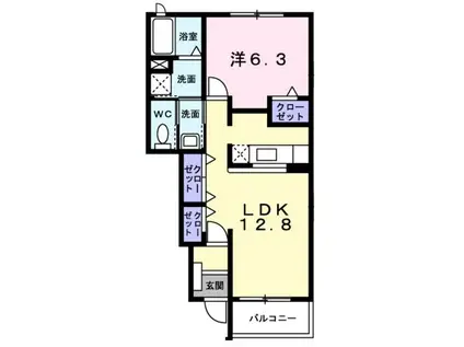 ファミールII(1LDK/1階)の間取り写真