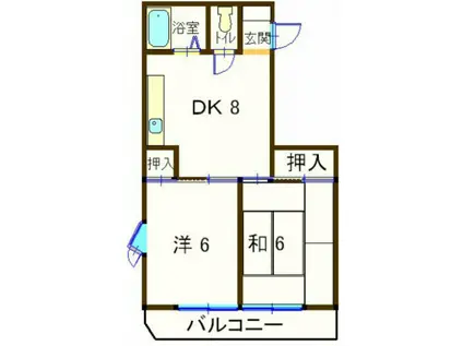 ハニーヴィラ3(2DK/3階)の間取り写真