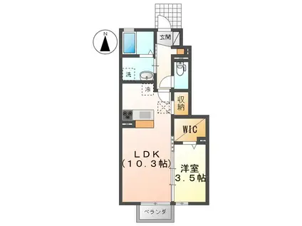 ＪＲ東北本線 福島駅(福島) バス乗車時間：15分 最寄りバス停で下車 徒歩6分 2階建 築9年(1LDK/1階)の間取り写真