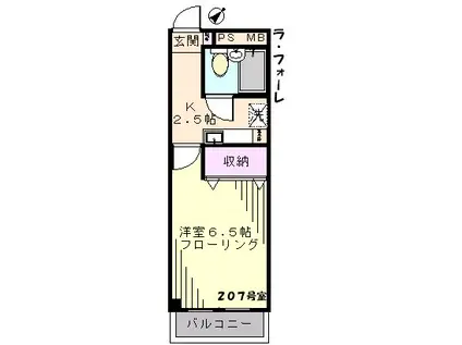 ラ・フォーレ(1K/2階)の間取り写真