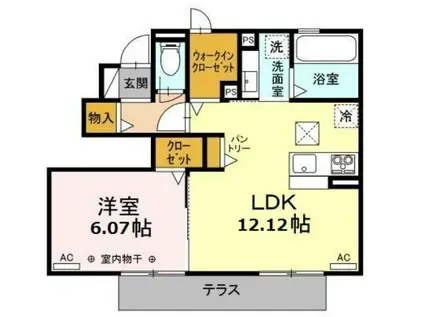 セジュールAUBE(1LDK/1階)の間取り写真