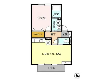 バロン首里平良(1LDK/1階)の間取り写真