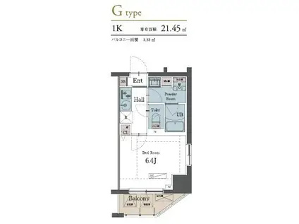 ラグゼナ横浜鶴見(1K/6階)の間取り写真