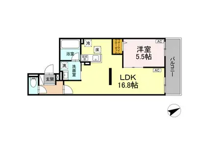 D-RESIDENCE稲城(1LDK/1階)の間取り写真