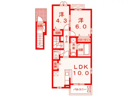 DM-OASISIII(2LDK/2階)の間取り写真