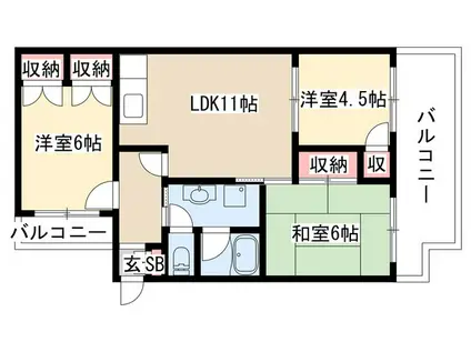 ダイアパレス葵(3LDK/9階)の間取り写真
