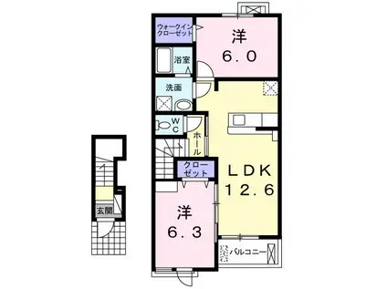 アルベンシス II(2LDK/2階)の間取り写真