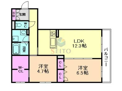 GRAN FTERA桜の町(1SLDK/3階)の間取り写真
