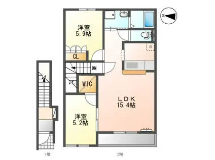 グランドセフトオートジー(2LDK/2階)の間取り写真