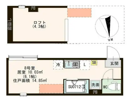 リバーテラス千住大橋(ワンルーム/2階)の間取り写真