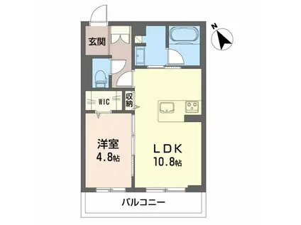 ツヴェルフII(1LDK/3階)の間取り写真