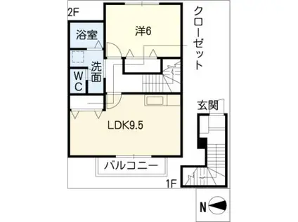 エスティーロ(1LDK/2階)の間取り写真