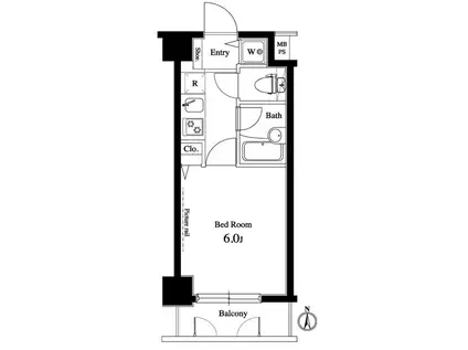 菱和パレス広尾(1K/2階)の間取り写真