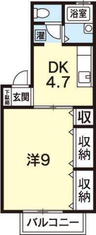 城東ハイネスA(1DK/1階)の間取り写真