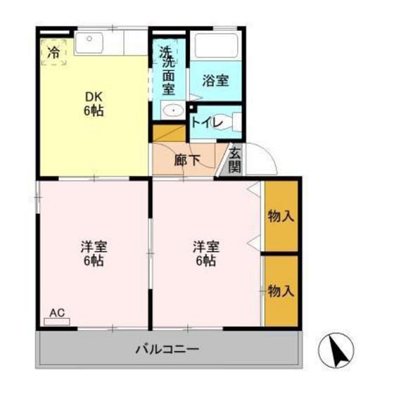 アージュ II(2DK/2階)の間取り写真